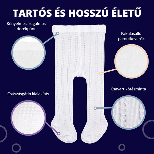 Csúszásgátlós kötött gyerek harisnya – tartós, rugalmas derékpánt
