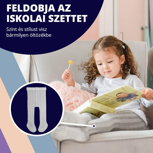 Csúszásgátlós kötött gyerek harisnya – feldobja az iskolai szettet