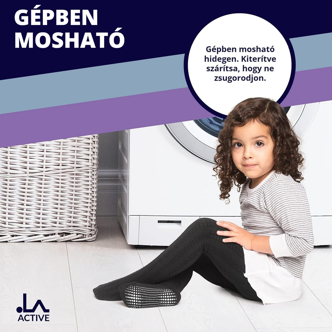 Csúszásgátlós kötött gyerek harisnya – gépben mosható