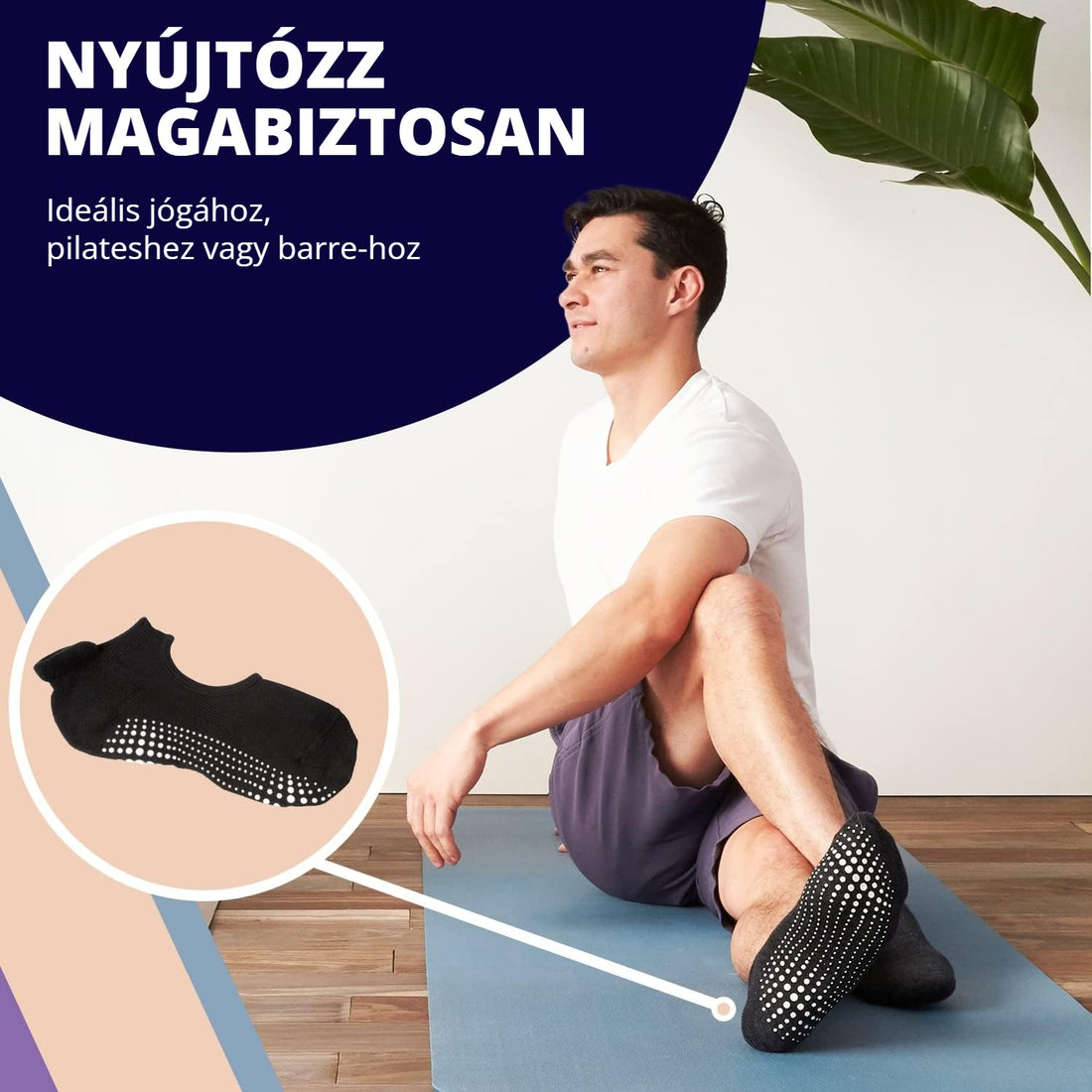 Csúszásmentes zokni jógához, pilateshez, barre-hoz