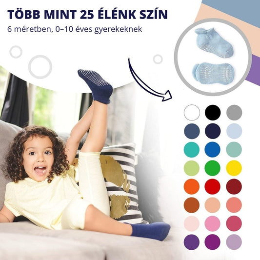 Csúszásmentes gyerek bokazokni – több mint 25 élénk színben