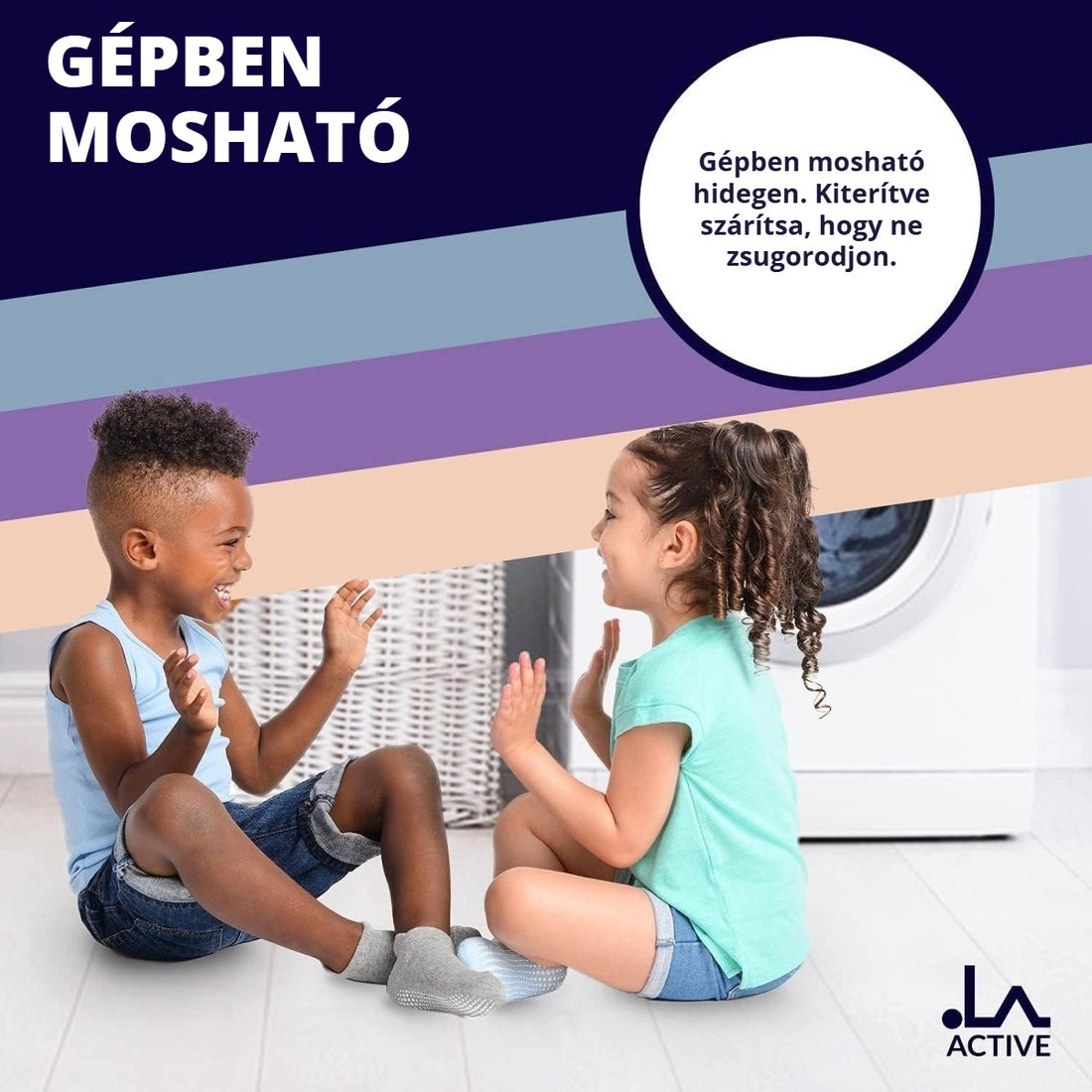 Csúszásmentes baba és gyerek bokazokni – gépben mosható