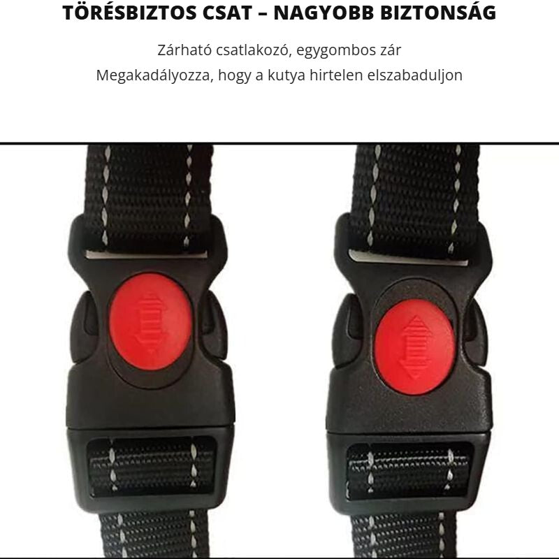 DEKO kutyahám, piros – törésbiztos, zárható csat
