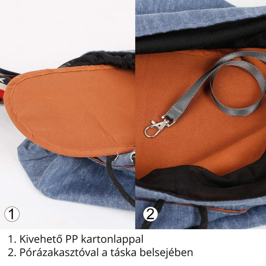 Doglemi kutyahordozó kivehető kartonlappal és pórázakasztóval