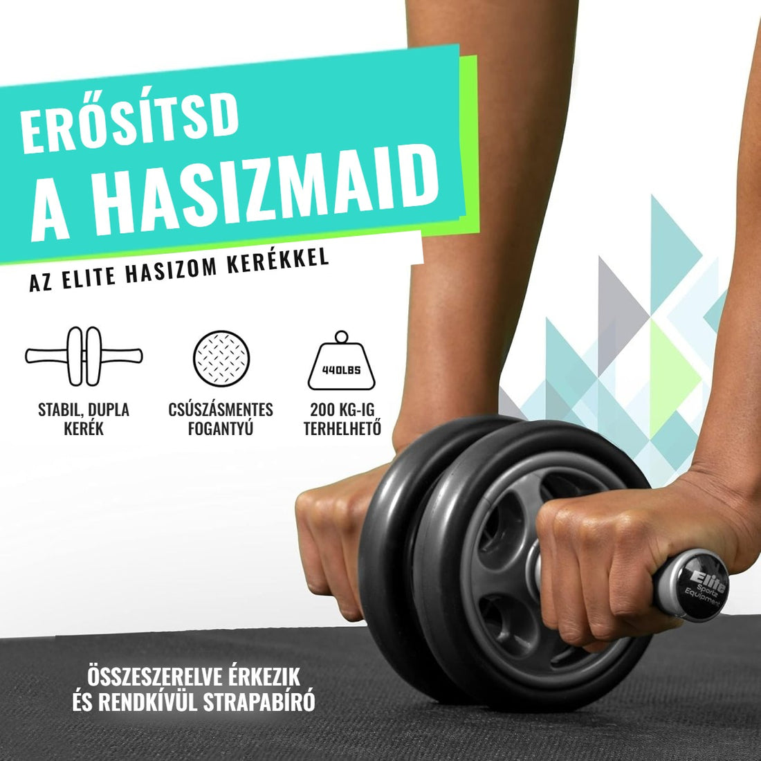 Dupla kerekes hasizom kerék – erősítsd a hasizmaid, 200 kg-ig terhelhető