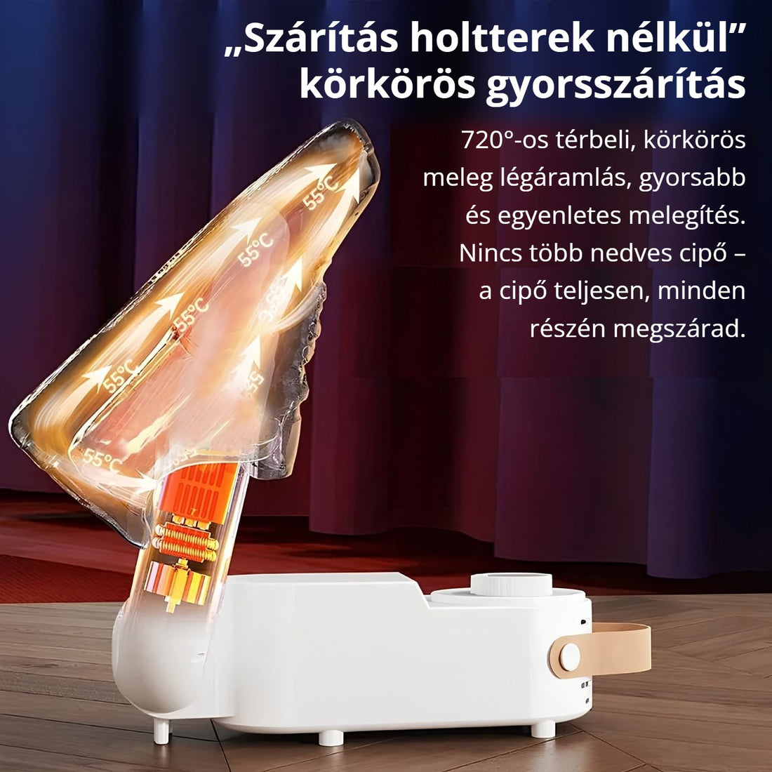Elektromos cipőszárító – körkörös gyorsszárítás holtterek nélkül