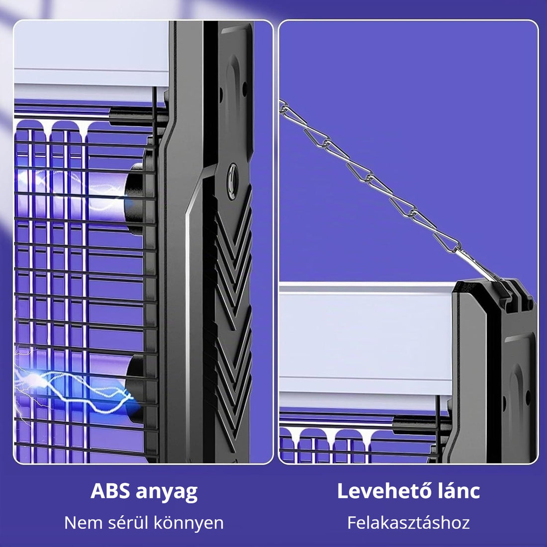 Elektromos szúnyogirtó lámpa – strapabíró ABS anyag, levehető lánc