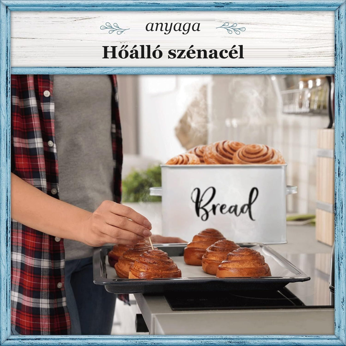 Fém kenyértartó doboz hőálló szénacélból
