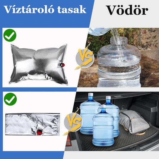 Foinwer víztároló tasak vs. vödör – helytakarékos tárolás