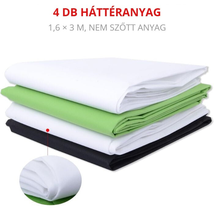 Fotóstúdió szett – 4 db 1,6 × 3 m-es nem szőtt háttéranyag