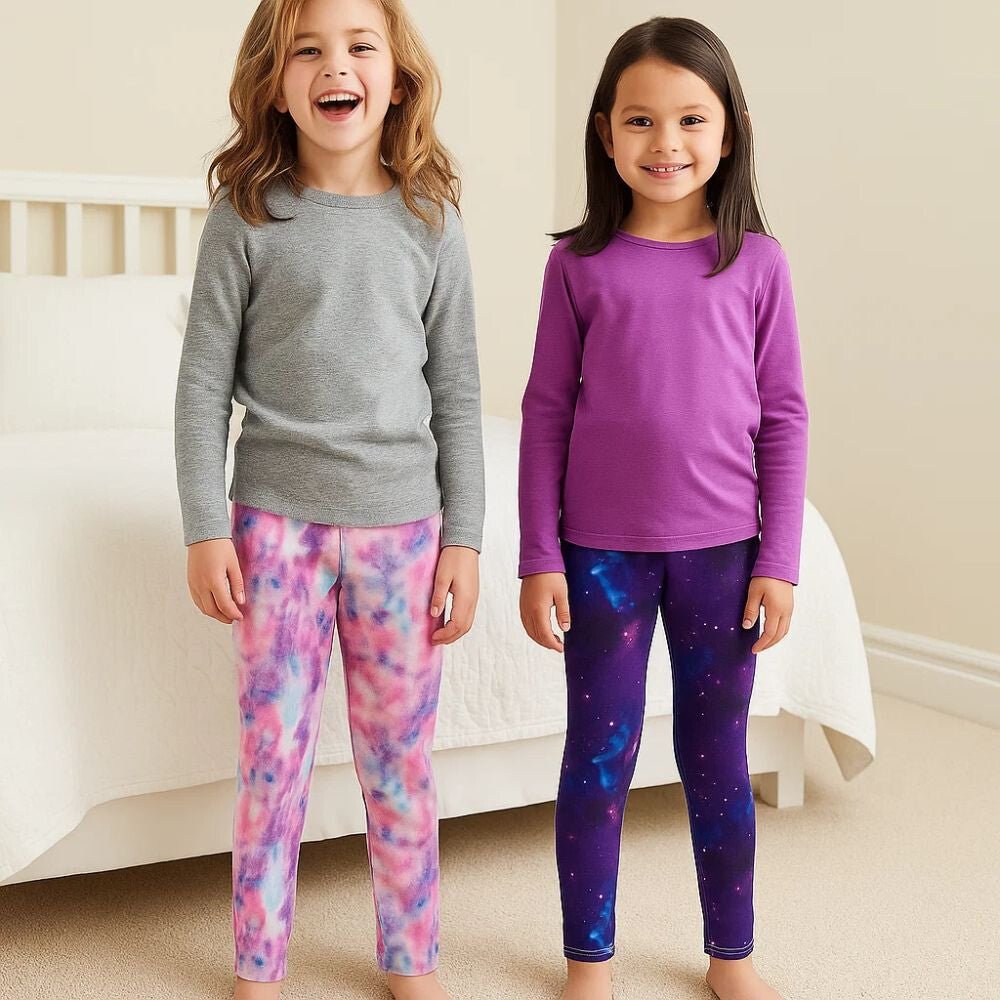 Galaxy Mintás Polárbéléses Téli Gyermek Leggings – 2 db Thermo Nadrág + 2 db Hajgumi