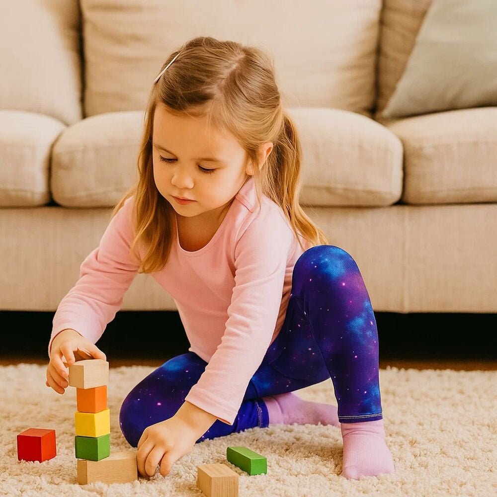 Galaxy Mintás Polárbéléses Téli Gyermek Leggings – 2 db Thermo Nadrág + 2 db Hajgumi