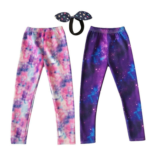 Galaxy Mintás Polárbéléses Téli Gyermek Leggings – 2 db Thermo Nadrág + 2 db Hajgumi