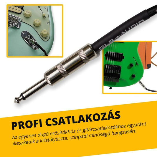 GLS Audio szövetes gitárkábel 6,3 mm jack egyenes dugóval