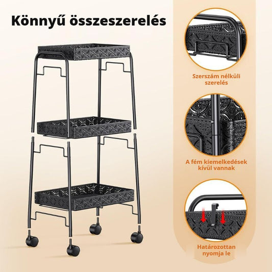 Gurulós tárolókocsi – könnyű, szerszám nélküli összeszerelés