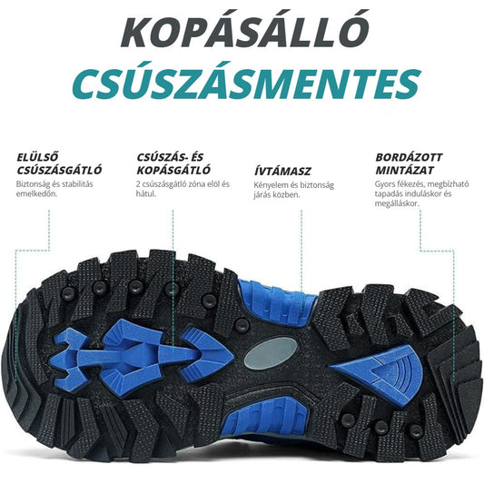 Kék gyerek túracipő kopásálló, csúszásmentes talppal