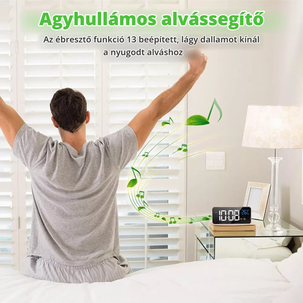 Hermic ébresztőóra 13 lágy dallammal, alvássegítő