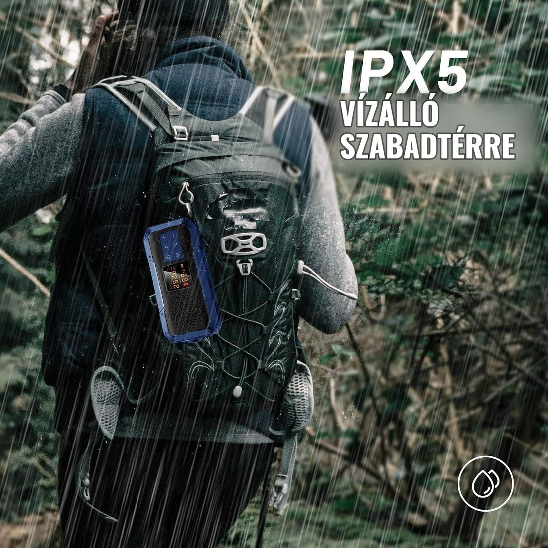 IPX5 vízálló hordozható vészhelyzeti rádió szabadtéri használatra