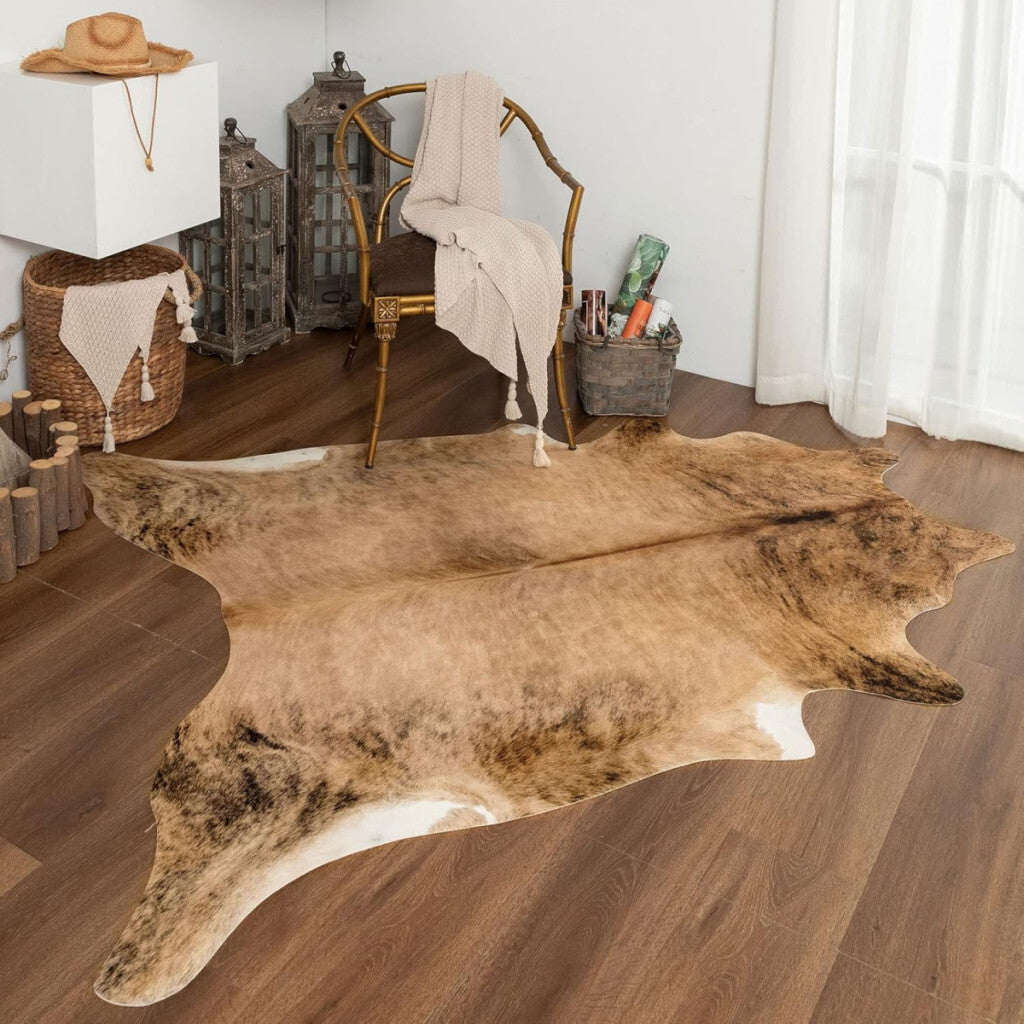 Taleta Rusztikus Műbőr Szőnyeg – Marhabőr Mintás Nagyméretű Szobai Szőnyeg (155x190 cm)