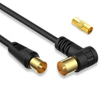Tesmart RG59 Koaxiális TV/SAT Kábel – 75 Ohm, 90° Hajlított Csatlakozóval és Toldóval