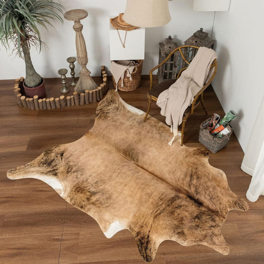 Taleta Rusztikus Műbőr Szőnyeg – Marhabőr Mintás Nagyméretű Szobai Szőnyeg (155x190 cm)