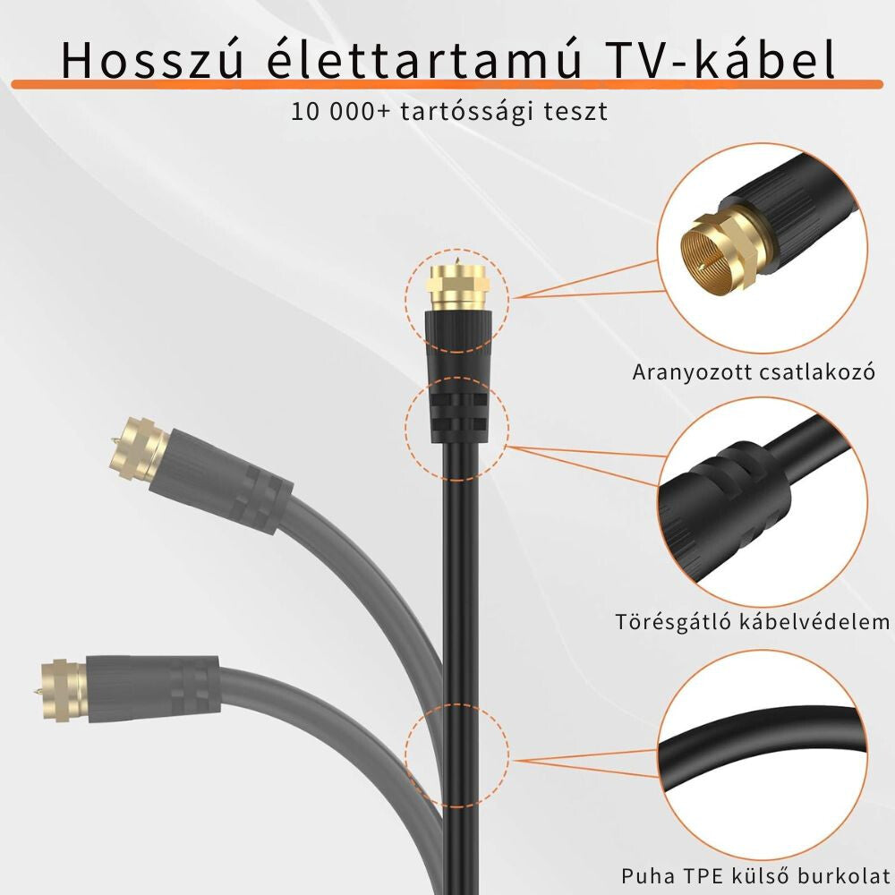 Tesmart Koaxiális TV/SAT Kábel Apa–Apa RG59 75 Ω 2 m Aranyozott