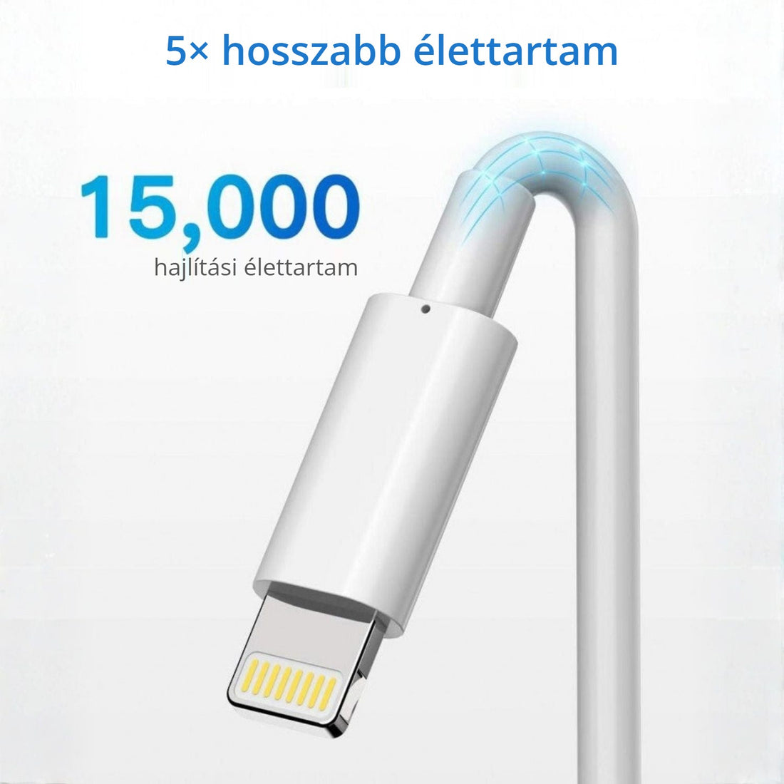 iPhone Lightning töltőkábel – 5× hosszabb élettartam, 15 000 hajlítás
