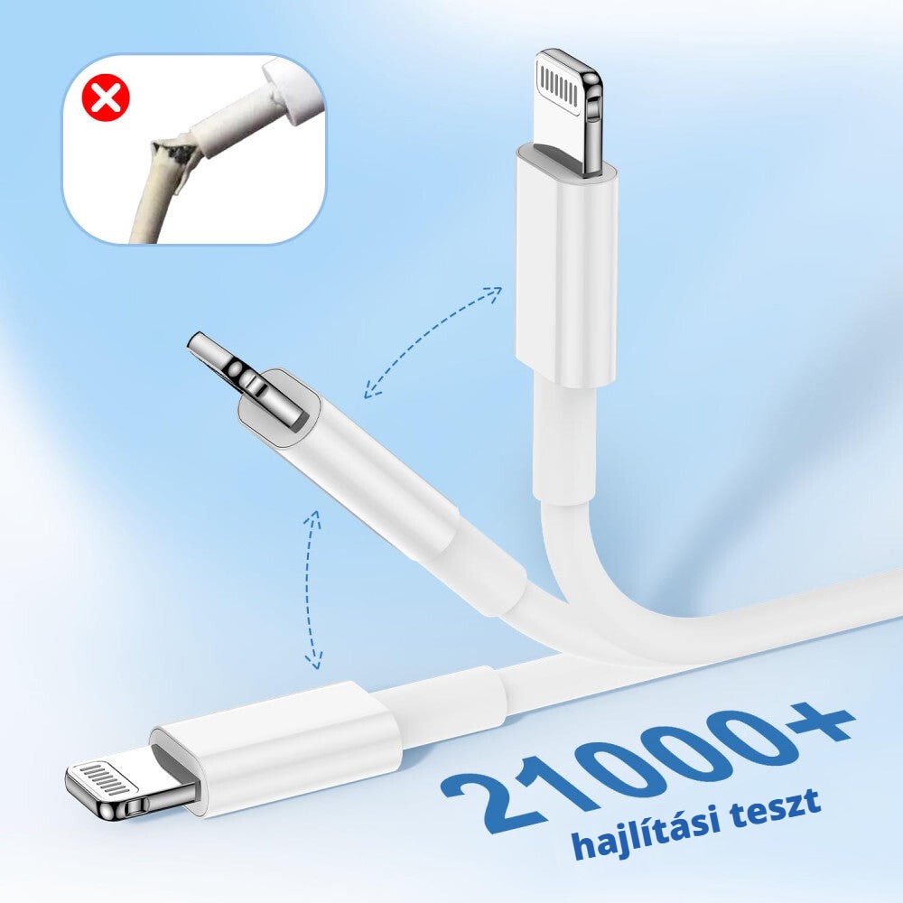 iPhone Lightning töltőkábel – 21000+ hajlítási teszt