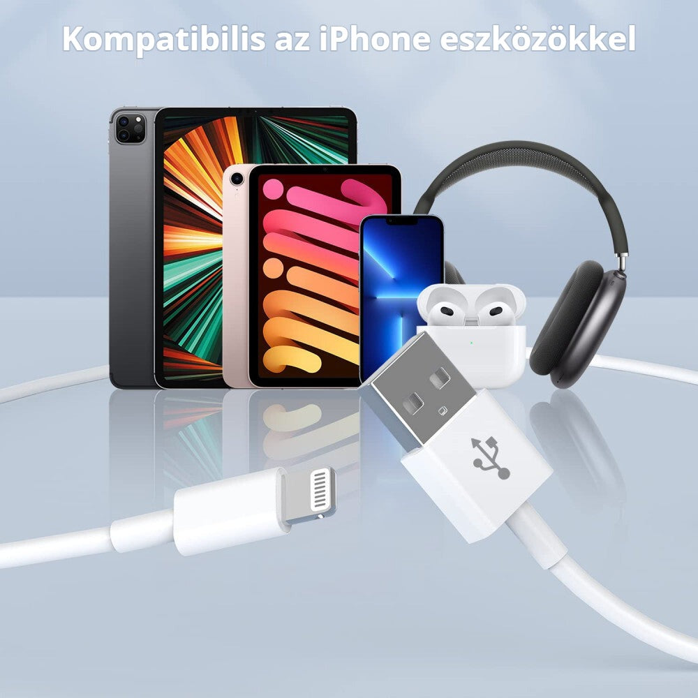 iPhone Lightning töltőkábel – kompatibilis az iPhone, iPad és AirPods eszközökkel