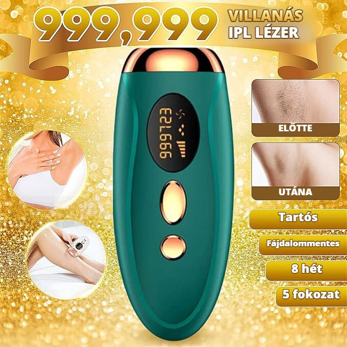 IPL szőrtelenítő 999 999 villanással – tartós, fájdalommentes, 5 fokozat
