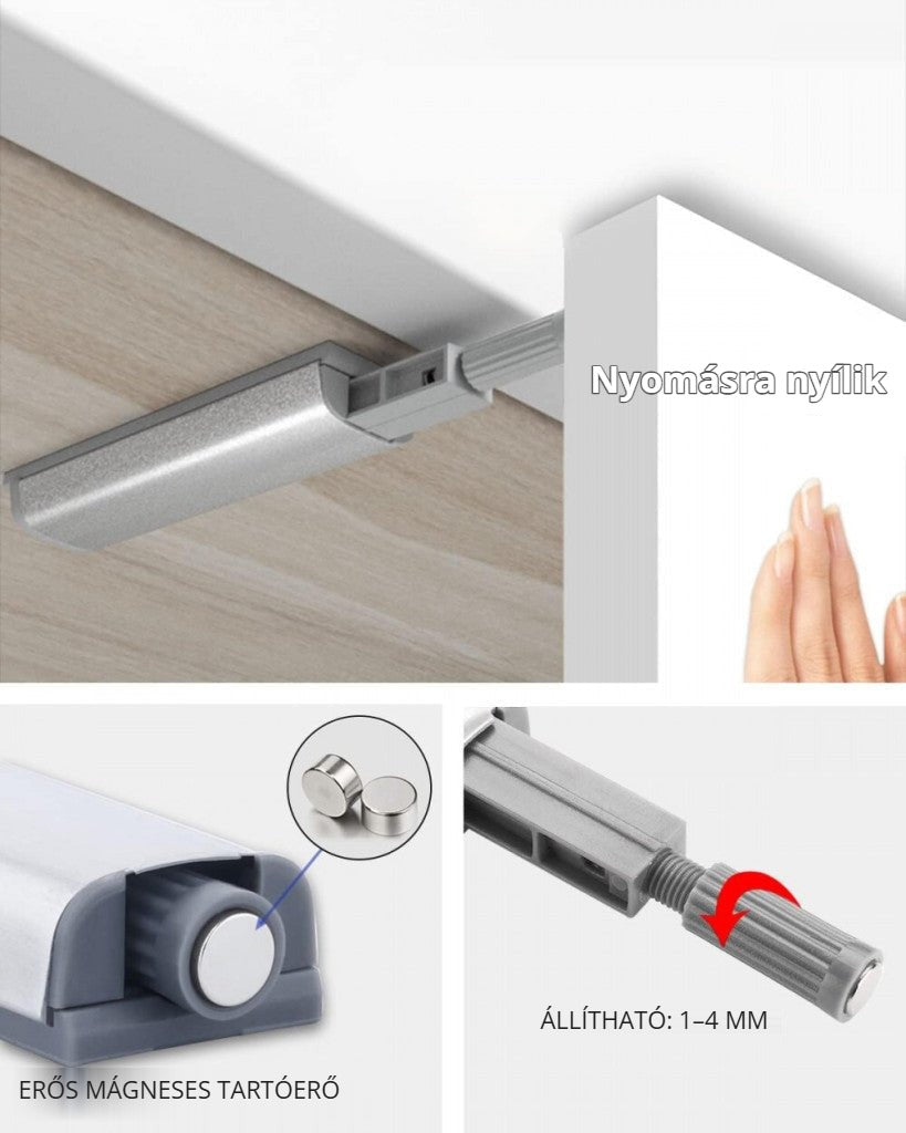 Jiayi mágneses tolózár – nyomásra nyílik, erős mágnes, 1–4 mm állítható