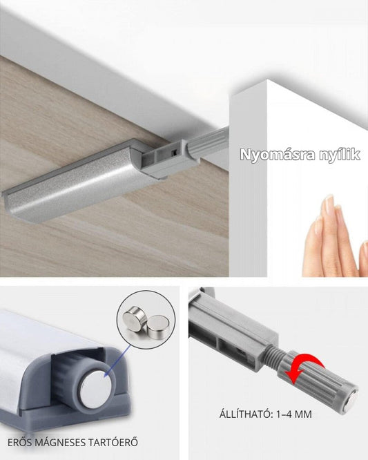 Jiayi mágneses tolózár – nyomásra nyílik, erős mágnes, 1–4 mm állítható