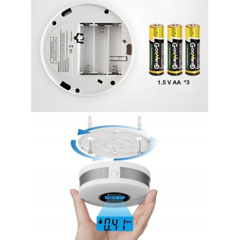 JKD 512COM Szén-Monoxid és Füstérzékelő LCD Kijelzővel, 85 dB Hangriasztással és Fényjelzéssel