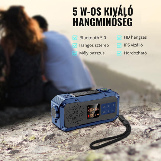 Kayinow napelemes vészrádió – 5 W-os kiváló hangminőség, Bluetooth 5.0