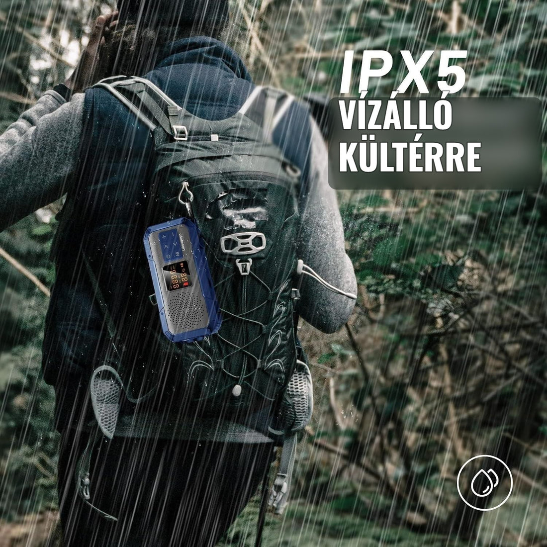 Kayinow vészrádió – IPX5 vízálló, kültéri használatra
