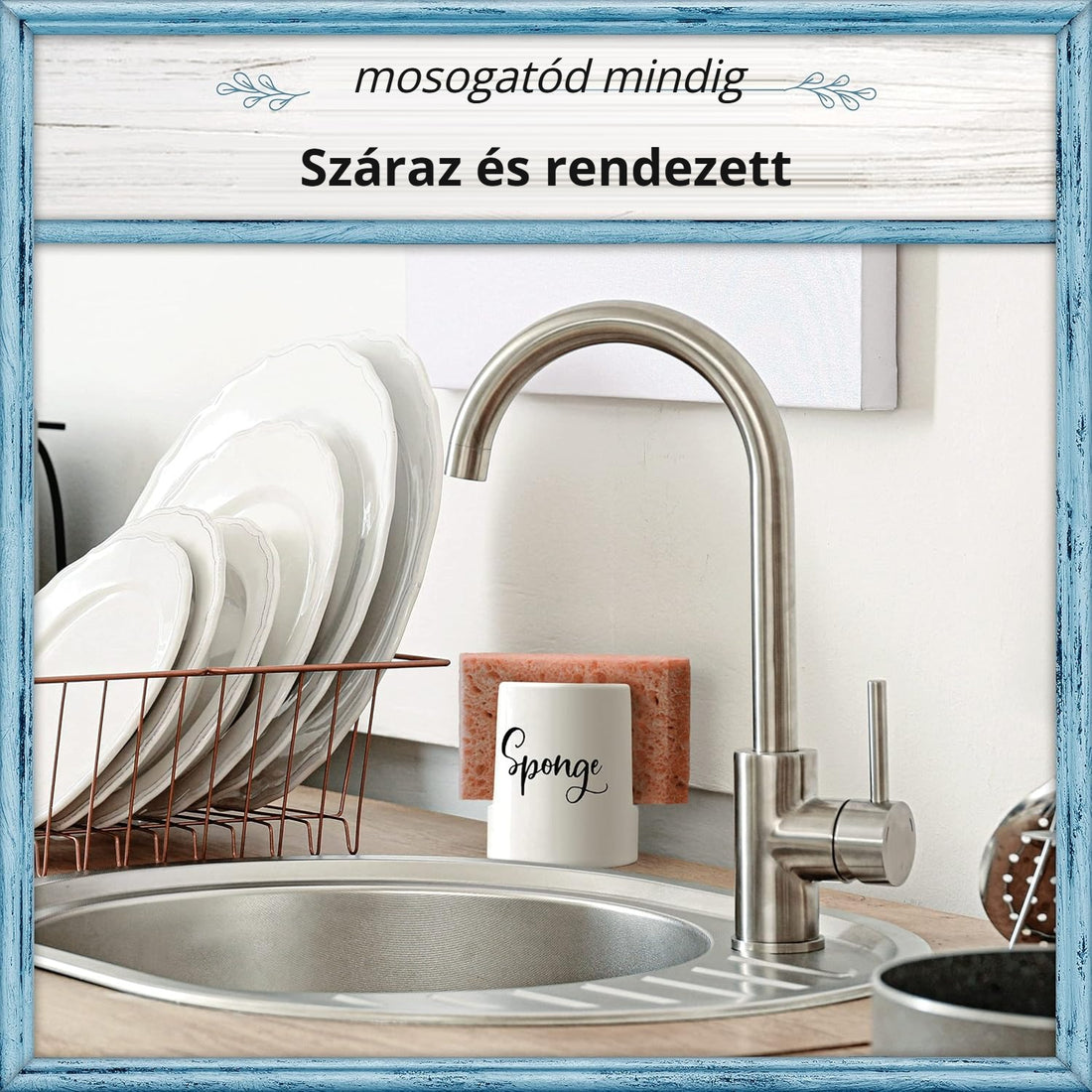 Kerámia szivacstartó – száraz és rendezett mosogató