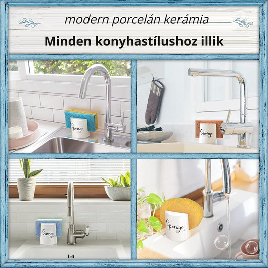 Modern porcelán kerámia szivacstartó – minden konyhához