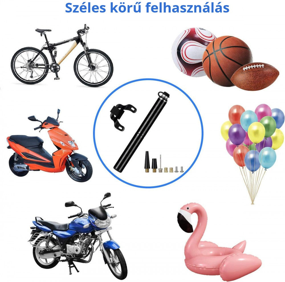Kézi pumpa széles körű felhasználásra – kerékpár, motor, labda, lufi, úszógumi