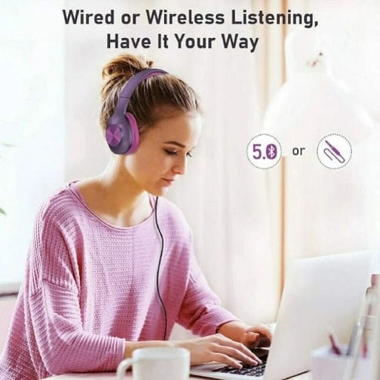 LETSCOM H10 Bluetooth Fejhallgató Over-Ear – Lila, Vezeték Nélküli