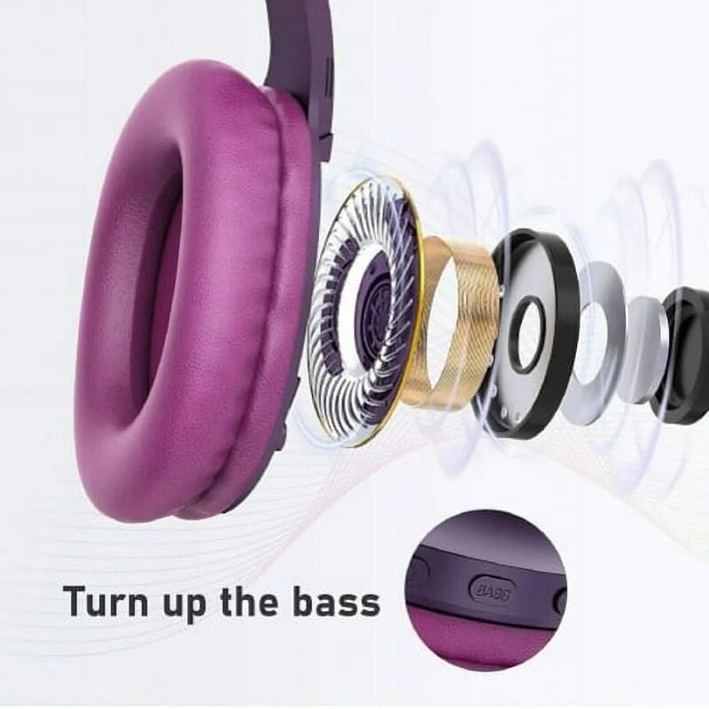 LETSCOM H10 Bluetooth Fejhallgató Over-Ear – Lila, Vezeték Nélküli