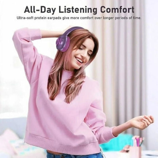 LETSCOM H10 Bluetooth Fejhallgató Over-Ear – Lila, Vezeték Nélküli
