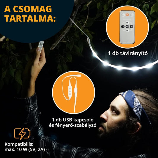 Luminoodle USB LED vezérlő – a csomag tartalma: távirányító és kapcsoló