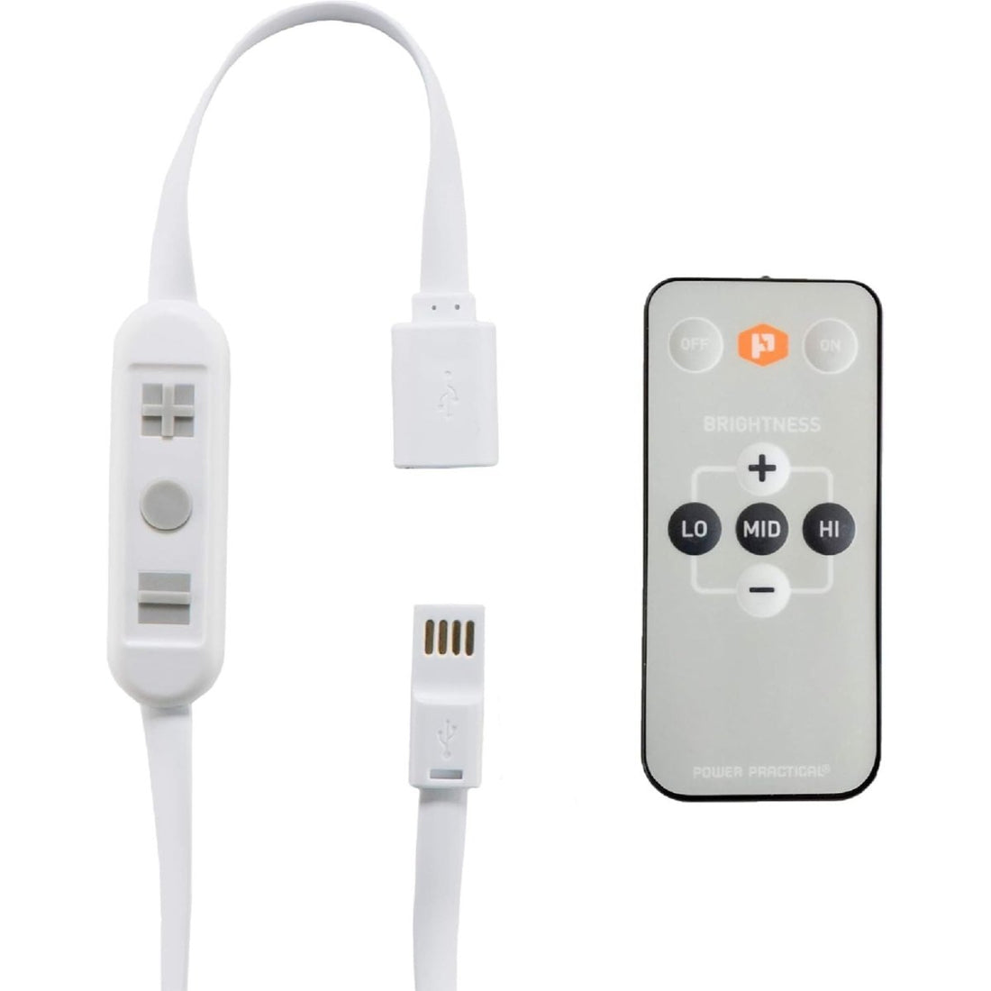 Luminoodle USB LED vezérlő kapcsolóval, csatlakozókkal és RF távirányítóval