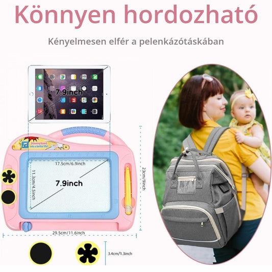 Mágneses rajztábla gyerekeknek – könnyen hordozható méret