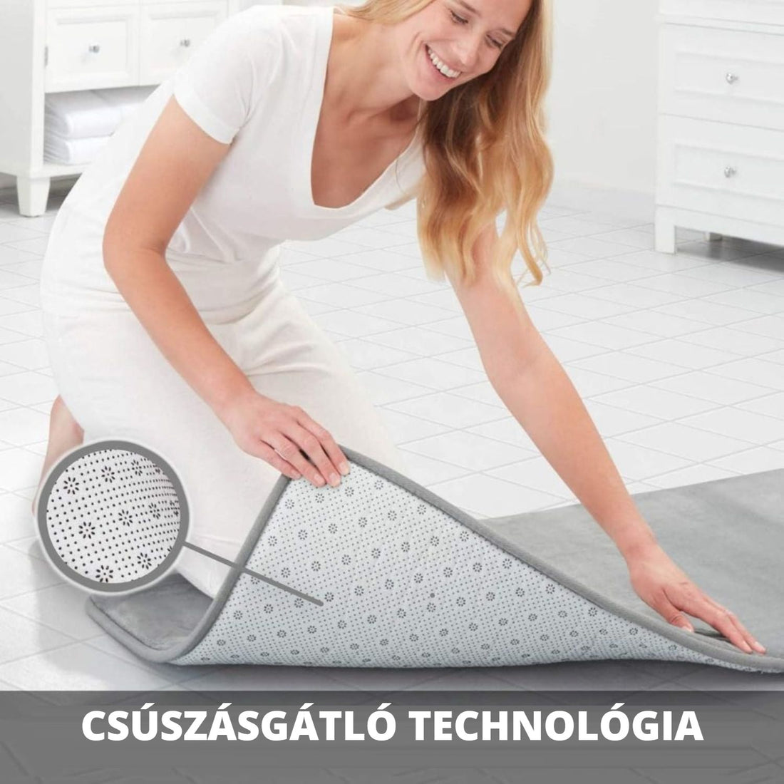 Memóriahabos fürdőszobaszőnyeg – csúszásgátló technológia