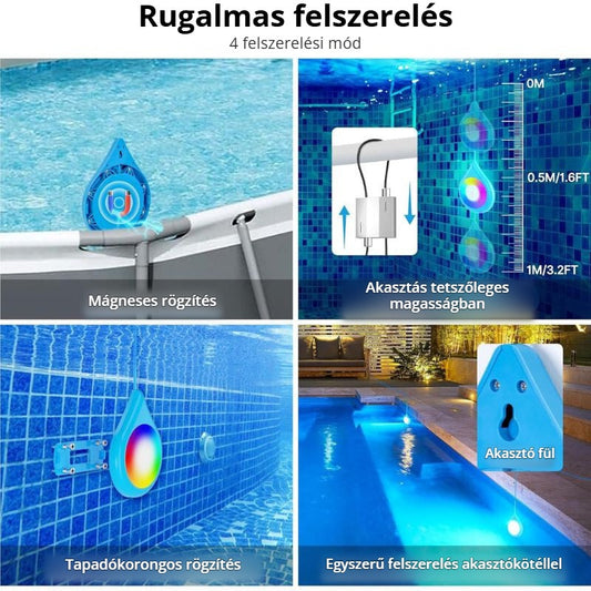 Mexllex LED medence lámpa – 4 felszerelési mód