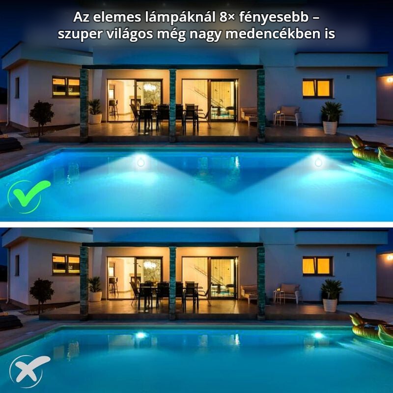 Mexllex LED medence lámpa – 8× fényesebb az elemes lámpáknál