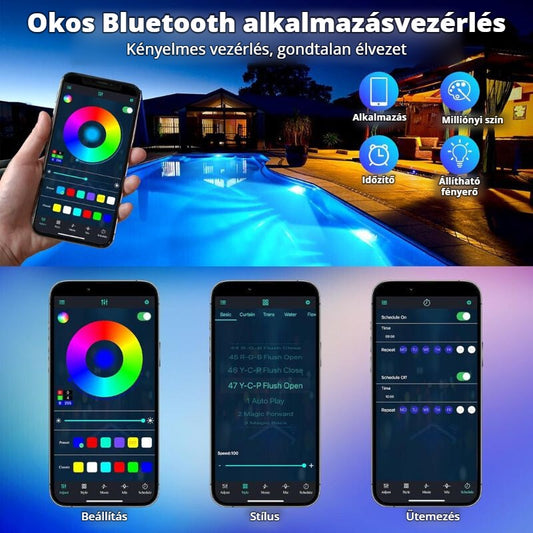 Mexllex LED medence lámpa – okos Bluetooth alkalmazásvezérlés