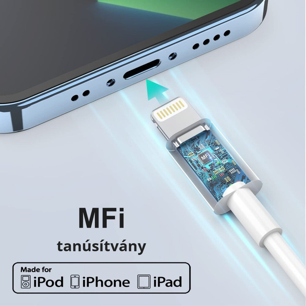 MFi tanúsítvánnyal rendelkező Lightning töltőkábel iPhone-hoz