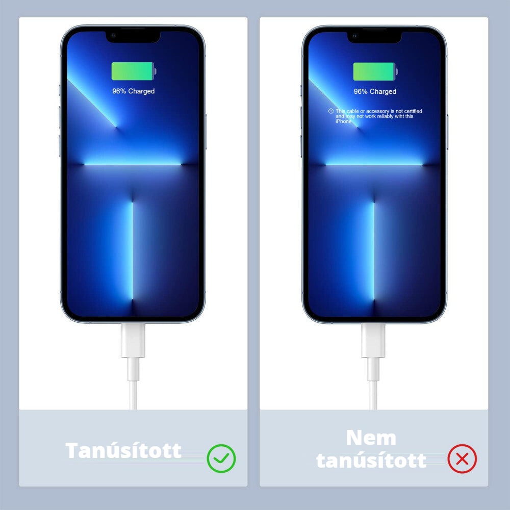 Tanúsított és nem tanúsított Lightning kábel összehasonlítása